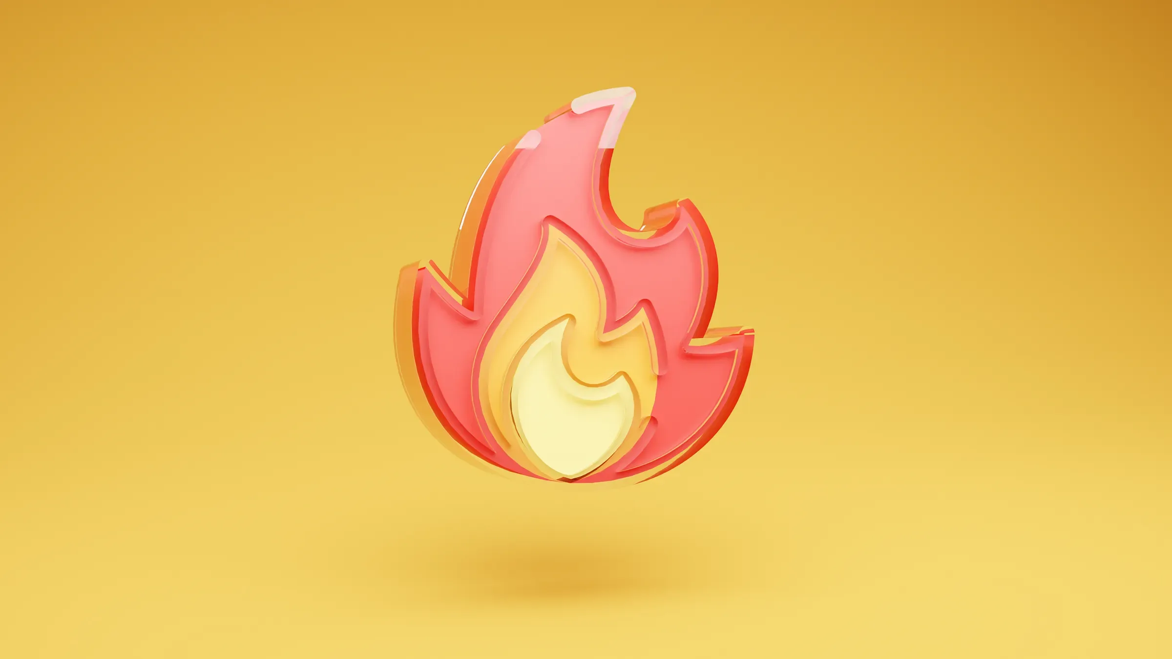 Shot — A glassy flame icon standing off a yellow ground