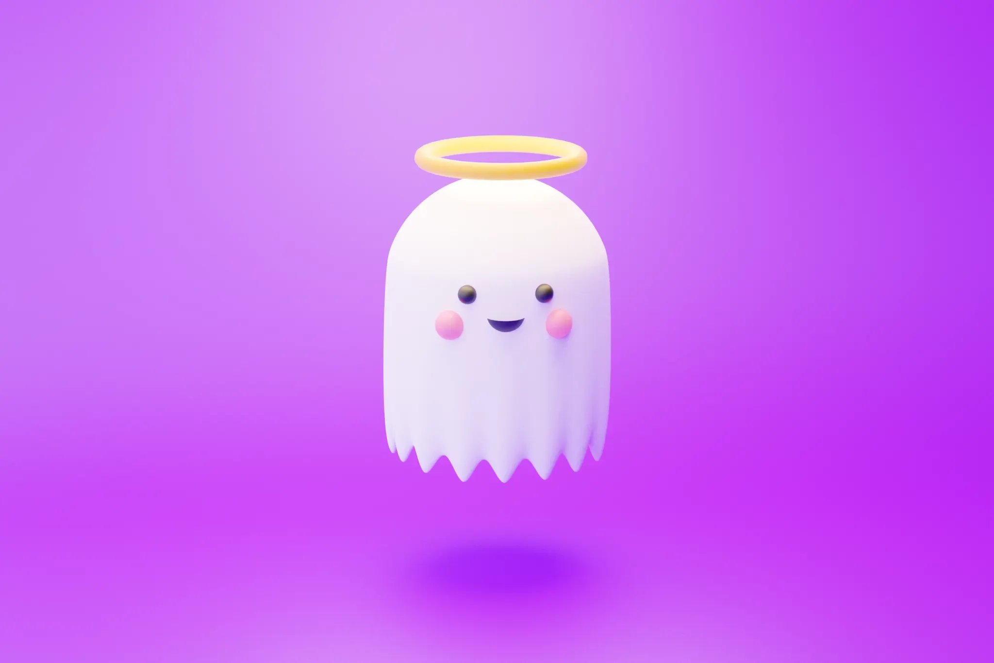Shot — A haloed ghost floating on violet